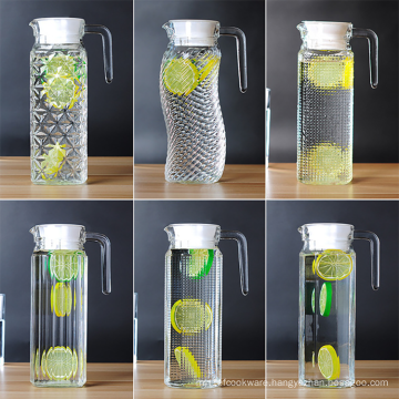 Lead-free glass cold water bottle open in cold white transparent zap for home use with cover